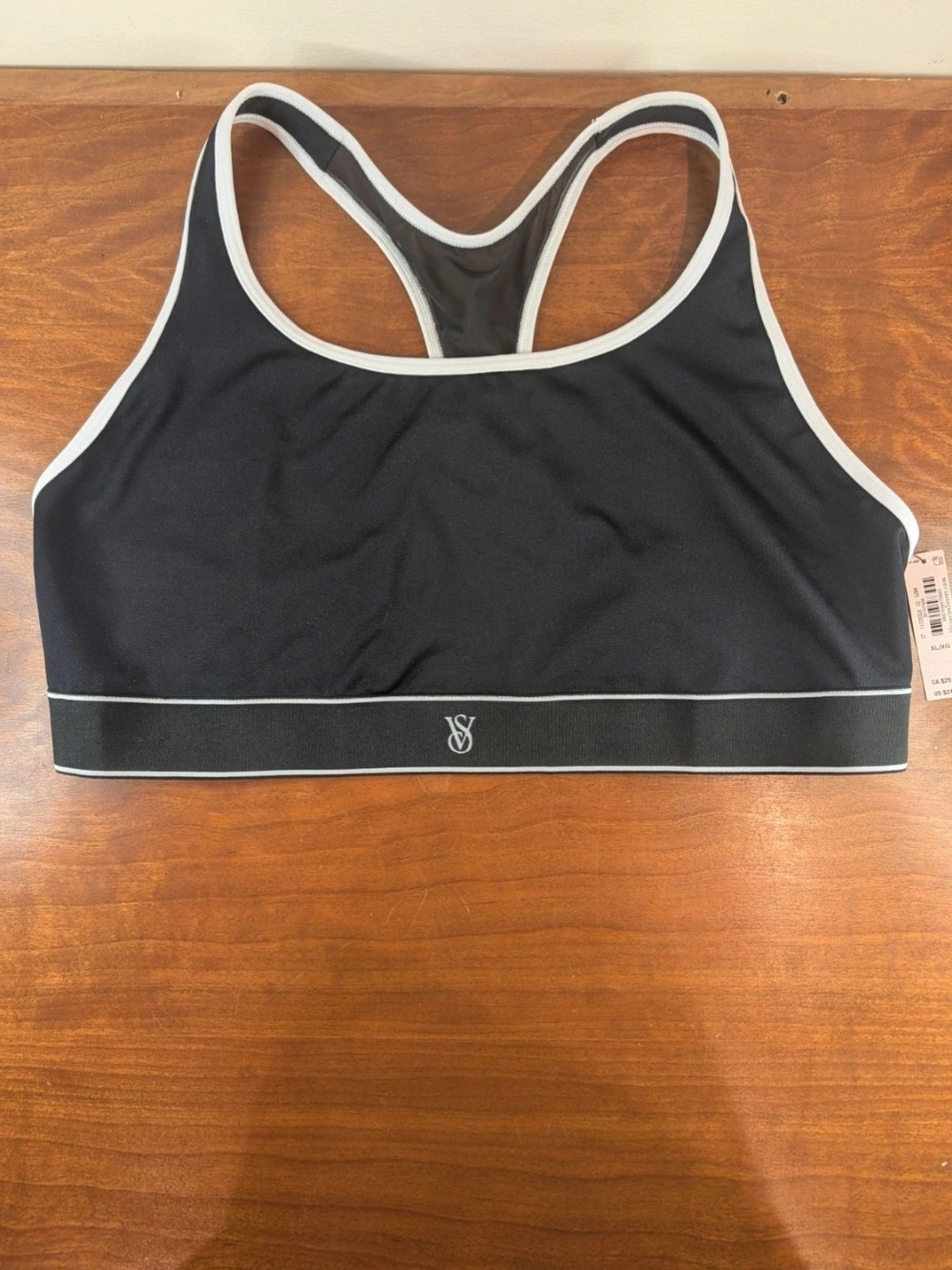 Victoria's Secret Player mesh Sports Bra  black And white Women's Sz XL